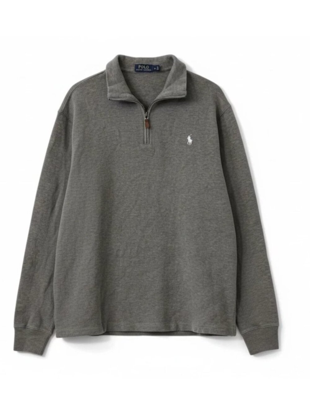 Polo Ralph Lauren Men's 1/4 Zip Sweater Gray Cotton Pullover Size L Long Sleeve